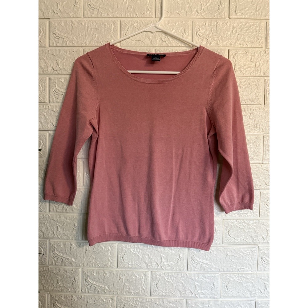 Ann Taylor Womens Pink Silk Blend 3/4 Sleeve Pullover Sweater Size S